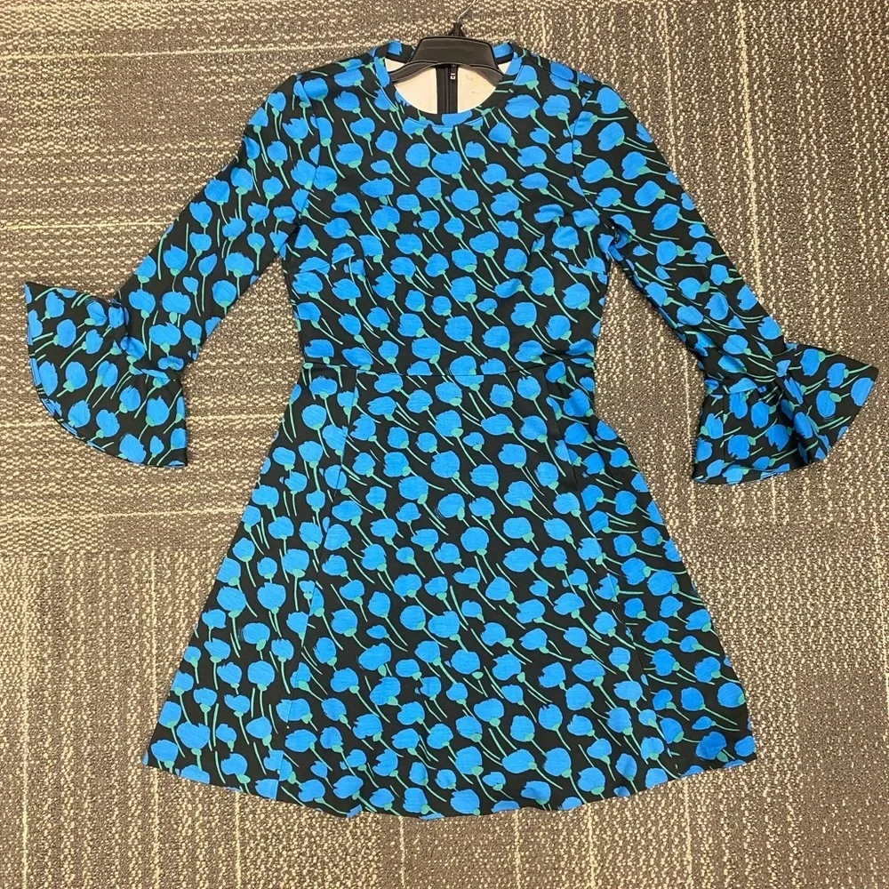 NWOT Kate Spade Seascape Poetic Floral Ponte Bell Sleeve Dress XS